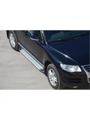 Пороги Бумер алюминиевые с резинкой Техно Сфера Volkswagen Touareg 2 NF рестайлинг (2014-2018)