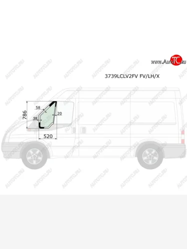 Стекло форточки (Цвет зеленый Без молдинга) Ford Transit 00-14 XYG 3739LCLV2FV FV/LH/X