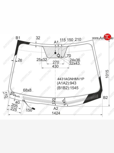 Стекло лобовое (обогрев щеток, датчик дождя) FUYAO (зеленое) KIA Ceed 1 ED рестайлинг, хэтчбэк 5 дв. (2010-2012)