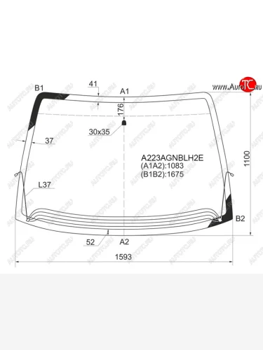 Стекло лобовое (Обогрев щеток) Chrysler Town&Country 95-07  Voyager 95-07  Dodge Caravan 96-07 FUYAO A223AGNBLH2E