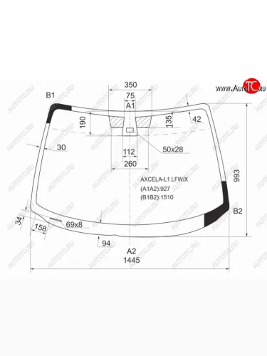 Стекло лобовое (датчик дождя) XYG (зеленое) Mazda 3/Axela BK дорестайлинг, хэтчбэк (2003-2006)