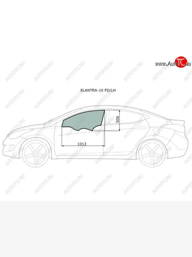 Стекло боковое опускное (Спереди Слева Цвет зеленый) Hyundai Elantra 10-16  Avante 10-15 XYG ELANTRA-10 FD/LH