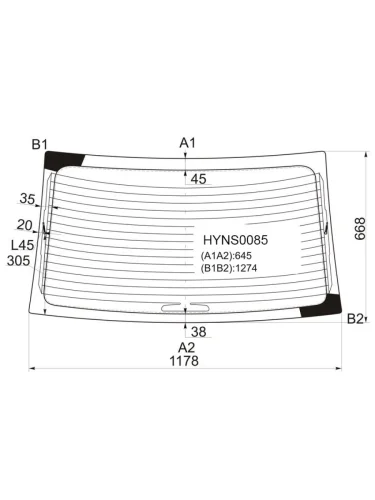 Стекло заднее (Цвет зеленый Обогрев) Hyundai Accent 06-11  Verna 06-09 KMK HYNS0085