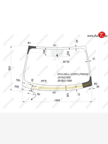 Стекло лобовое (Обогрев щеток) Hyundai Grandeur 11-16 XYG HYU-HG-L-VCPH LFW/H/X