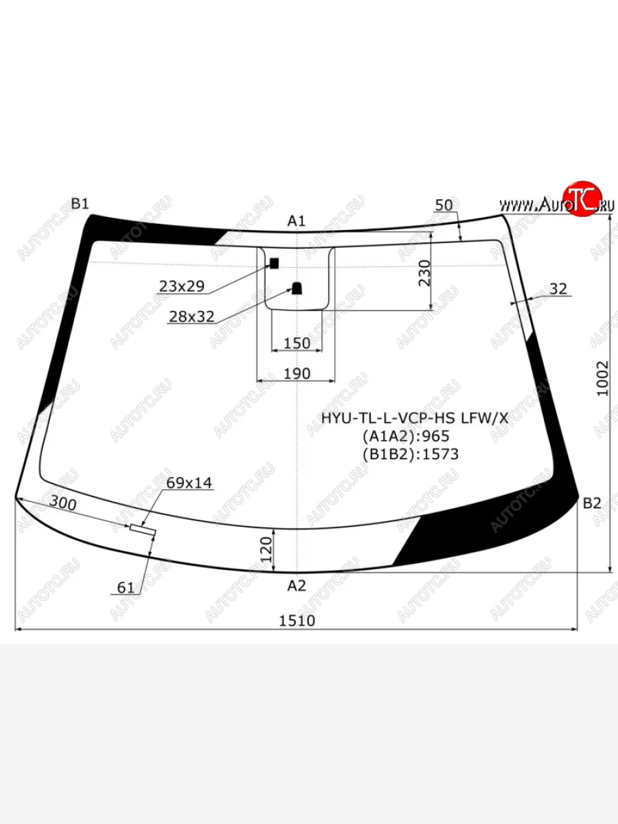 Стекло лобовое (место под датчик запотевания) XYG Hyundai Tucson TL рестайлинг (2018-2021) (зеленое)  в Самаре Самарской области