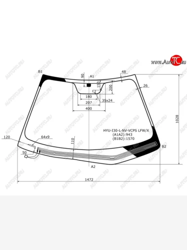Стекло лобовое (Обогрев щеток Датчик дождя) Hyundai i30 07-12 XYG HYU-I30-L-NV-VCPS LFW/X