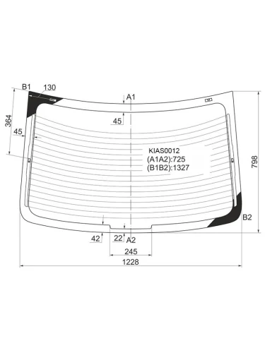 Стекло заднее (Цвет зеленый Обогрев 4D SED) Kia Rio 11-17 KMK KIAS0012