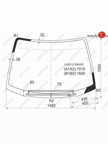 Стекло лобовое (Обогрев щеток) Mitsubishi Delica 94-07  L400 94-06  Space Gear 94-07 XYG L400 LFW/H/X