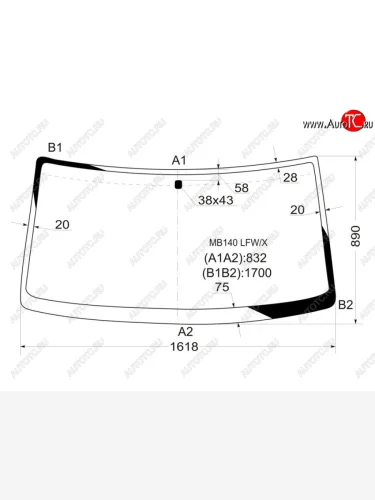 Стекло лобовое Mercedes-Benz MB 95-  SsangYong Istana 95-04 XYG MB140 LFW/X