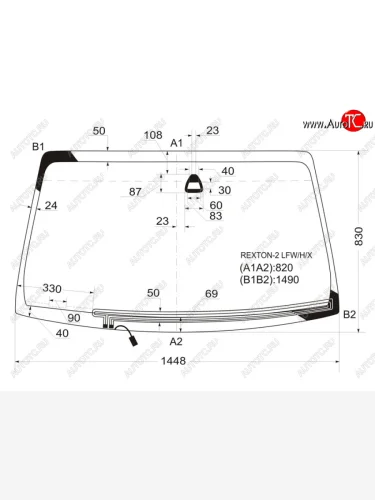 Стекло лобовое (Обогрев щеток Датчик дождя) SsangYong Rexton 01-07 XYG REXTON-2 LFW/H/X