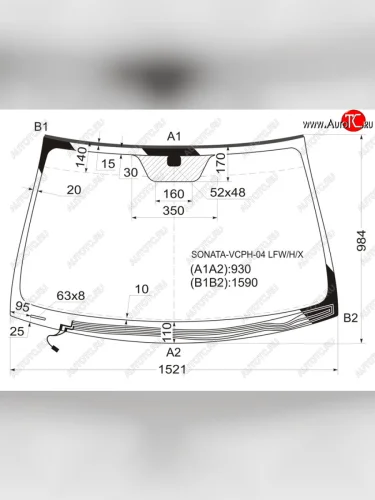 Стекло лобовое (Обогрев щеток) Hyundai Sonata 04-10 XYG SONATA-VCPH-04 LFW/H/X