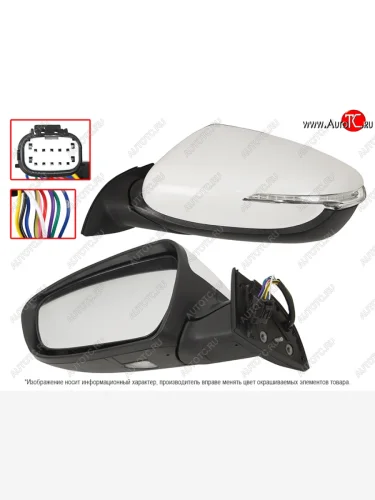 Левое зеркало (обогрев, регулировка, повторитель поворота, складывание, подсветка, 10 контактов) SAT KIA Ceed 2 JD дорестайлинг универсал (2012-2016)