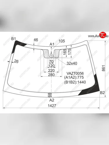Стекло лобовое (Датчик дождя) LADA 2110 95-14  2111 97-14  2112 99-09  Priora 07-18 KMK VAZT0056