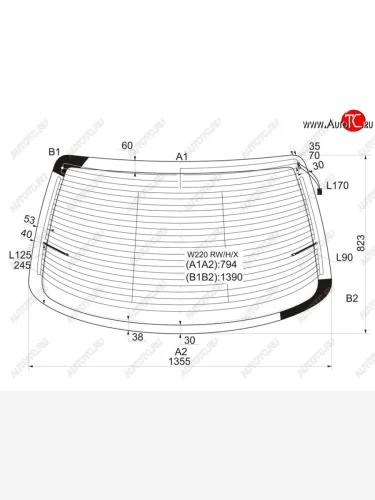 Стекло заднее (Цвет зеленый Обогрев Антенна) Mercedes-Benz S-Class 98-05 XYG W220 RW/H/X
