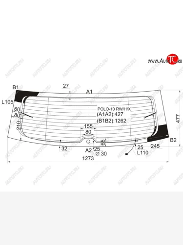 Стекло заднее (Цвет зеленый Обогрев Антенна) Volkswagen Polo 09-20 XYG POLO-10 RW/H/X
