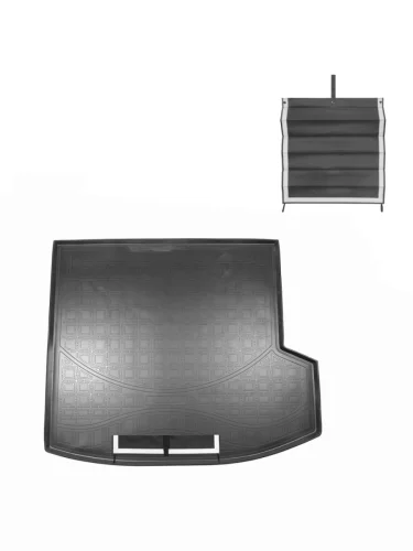 Коврики в багажное отделение с текстильным фартуком Unidec (черный) Geely Tugella FY11,HPBA4 дорестайлинг (2019-2023)