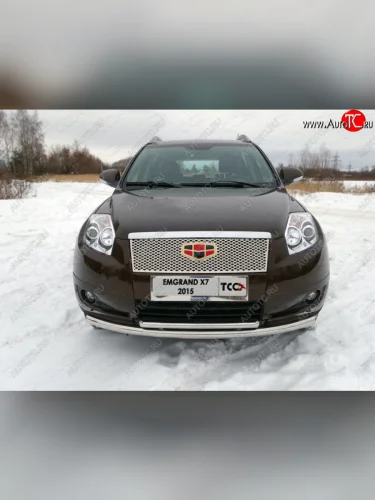 Вставка решетки радиатора (под эмблему, нерж лист) ТСС Тюнинг Geely Emgrand X7 (2011-2015) дорестайлинг