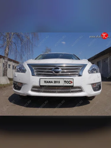 Вставка переднего бампера (нерж, лист) ТСС Тюнинг Nissan Teana  3 L33 (2014-2020) дорестайлинг