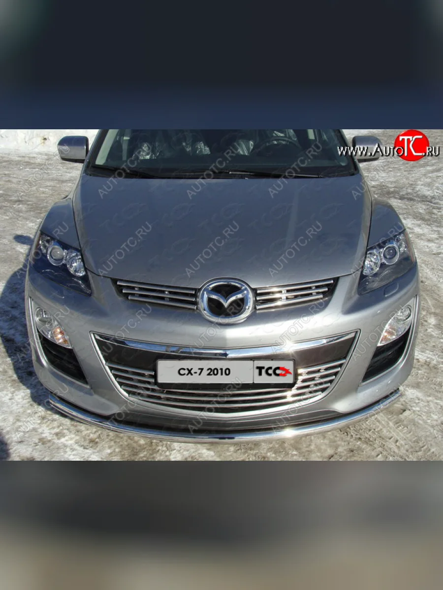 Вставка переднего бампера (нерж. трубка d16 мм) ТСС Тюнинг  Mazda CX-7 (2010-2012) ER  с доставкой в г. Керчь