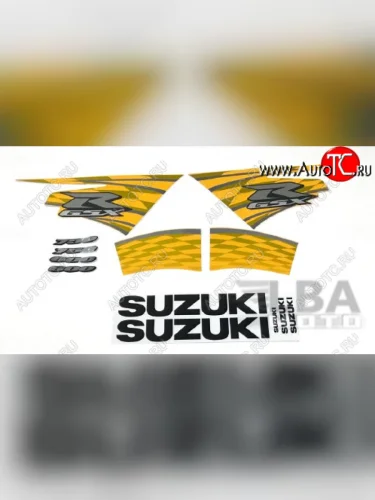 Комплект наклеек на пластик для мотоцикла Suzuki GSX-R600750 11-16 Желто-Черный  пм-00017744