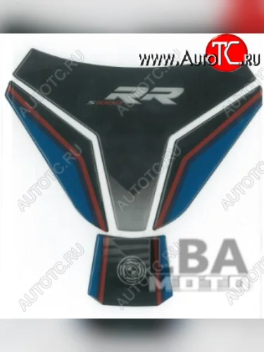 Наклейка на бак для мотоцикла BMW S1000RR Черно-Синяя Широкая  пм-00017083