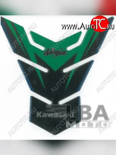 Наклейка на бак для мотоцикла Kawasaki Ninja Зелено-Черная  пм-00017094