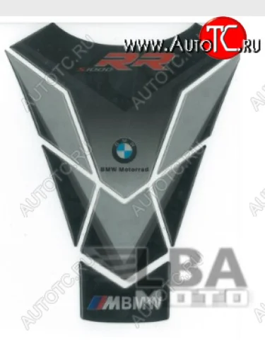Наклейка на бак для мотоцикла BMW S1000RR Серо-Черная  пм-00017100