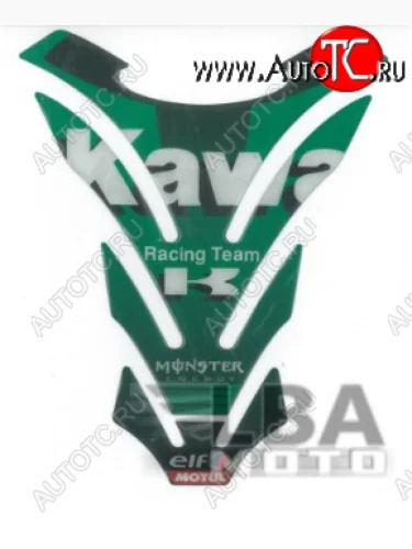 Наклейка на бак для мотоцикла Kawasaki Racing Зеленая  пм-00017106