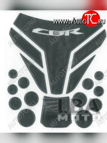 Наклейка на бак для мотоцикла Honda CBR Карбон Черная 3  пм-00017148