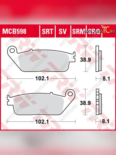 Тормозные колодки TRW MCB598  mcb598