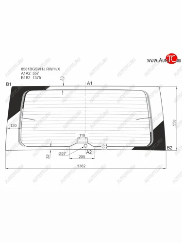 Стекло заднее (Цвет зеленый Обогрев) Volkswagen Caddy 15-20 XYG 8581BGSVI1J RW/H/X