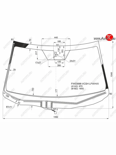 Стекло лобовое (Обогрев щеток Датчик дождя) Acura MDX 13-16 XYG FW03896-VCSH LFW/H/X