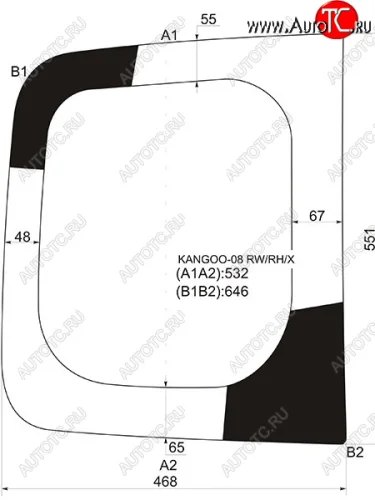Стекло заднее (Цвет зеленый) Renault Kangoo 08-16 XYG KANGOO-08 RW/RH/X