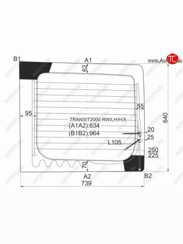 Стекло заднее (Цвет зеленый Обогрев) Ford Transit 00-14 XYG TRANSIT2000 RW/LH/H/X