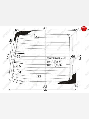 Стекло заднее (Цвет зеленый Обогрев) Volkswagen Transporter 03-15  Multivan 03-15 XYG VW-T5 RW/RH/H/X