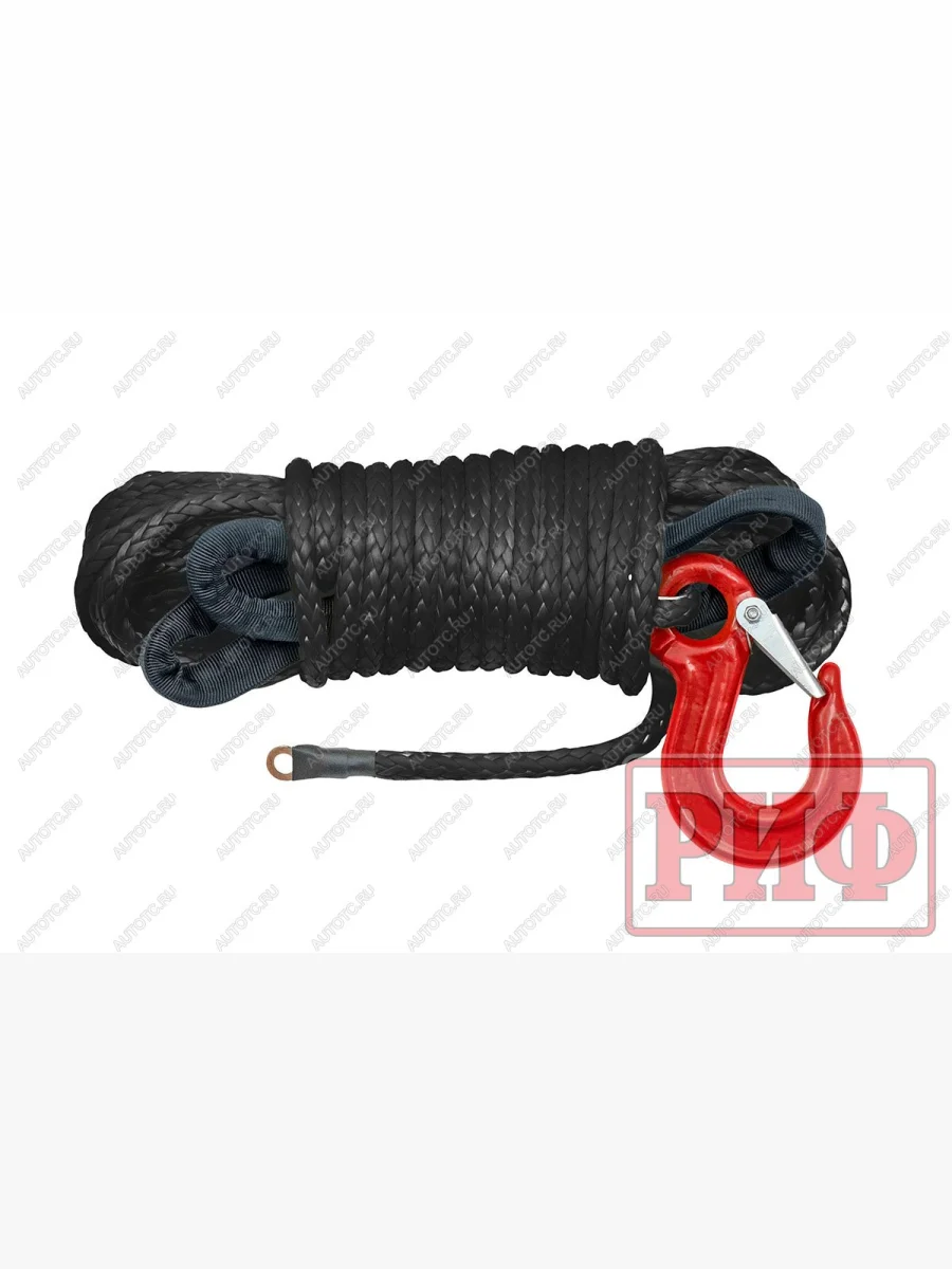 Трос для лебёдки синтетический РИФ 6 мм15 м черный (готовый)  rope6mm15mbl  в Воронеже Воронежской области
