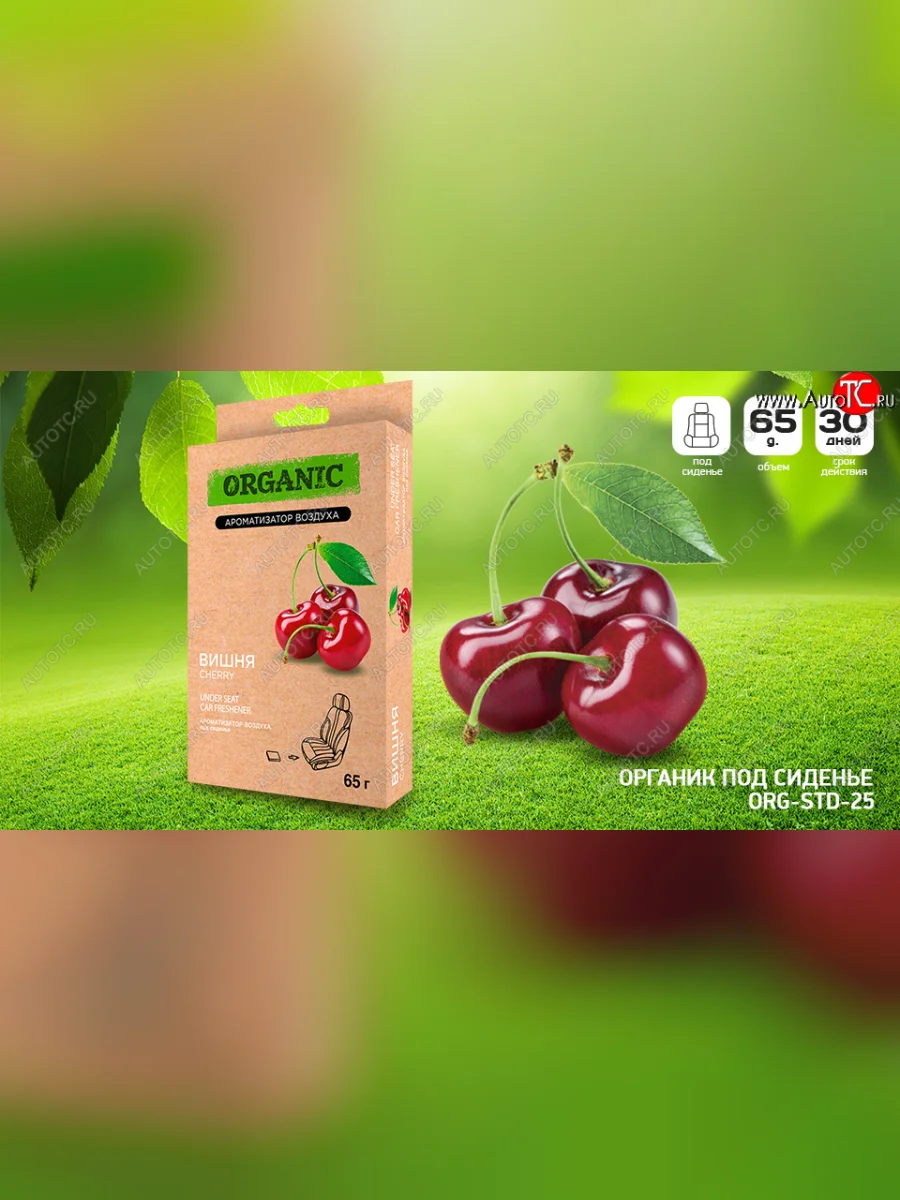 Ароматизаторы воздуха, Органик под сиденье "Вишня" (ORG-STD-25)  org-std-25  в Керчи Республика Крым