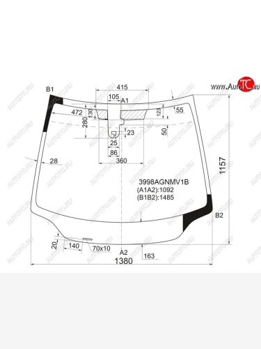 Стекло лобовое (датчик дождя) FUYAO (зеленое) Honda Civic FK,FN хэтчбэк 5 дв. дорестайлинг (2005-2008)
