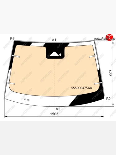 Стекло лобовое (обогрев полный, камера, датчик дождя, молдинг) FUYAO (зеленое) Omoda C5 (2021-2025)