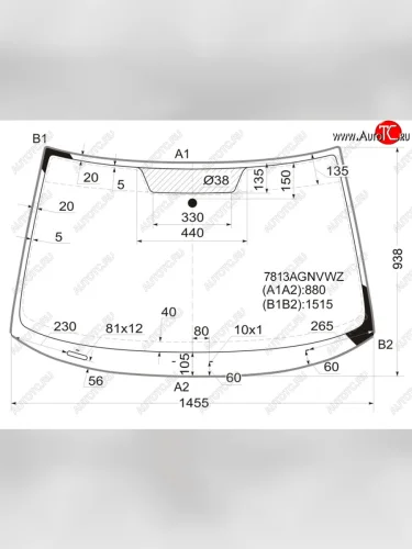 Стекло лобовое (молдинг) FUYAO (зеленое) Skoda Yeti (2013-2018)