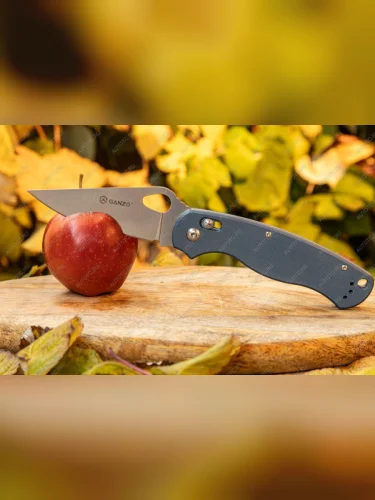 Нож складной GANZO с клипсой, длина клинка 87 мм, сталь 440С, серый  g729-gy