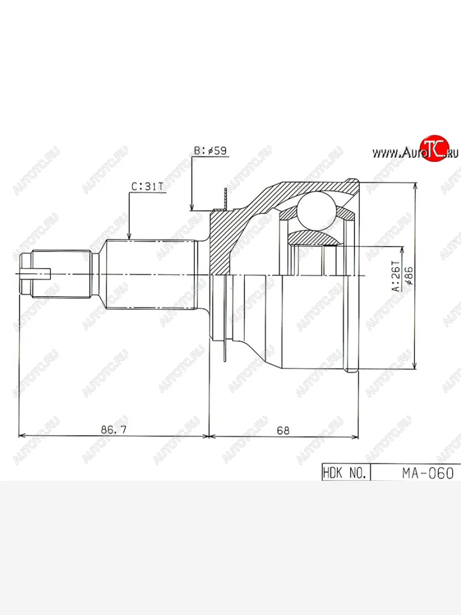 Шрус наружный MAZDA CX-5 11-17 HDK MA-060  В Кинешме Ивановской области