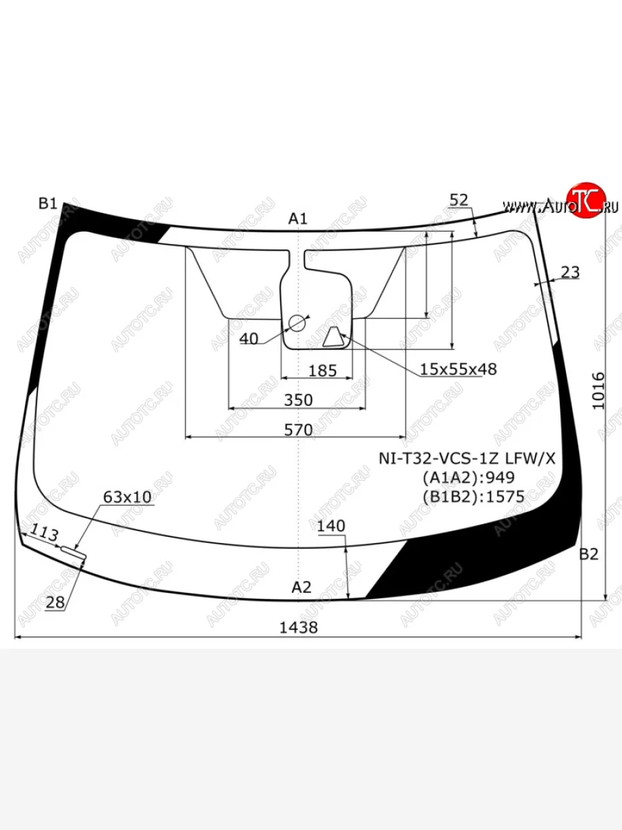 Стекло лобовое (камера, датчик дождя) XYG Nissan X-trail 3 T32 дорестайлинг (2013-2018) (зеленое)  в Самаре Самарской области