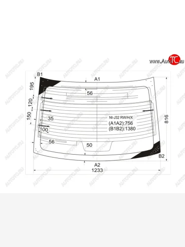 Стекло заднее (Цвет зеленый Обогрев Антенна) Nissan Teana 08-14 XYG NI-J32 RW/H/X