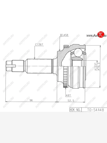 Шрус наружный TOYOTA COROLLARUNXOPARAV4 CA2#SV50ALLIONWISH 4WD 1ZZ 4WD1AZ-FSE3ZZ(euro) 00-05 HDK TO-054A48