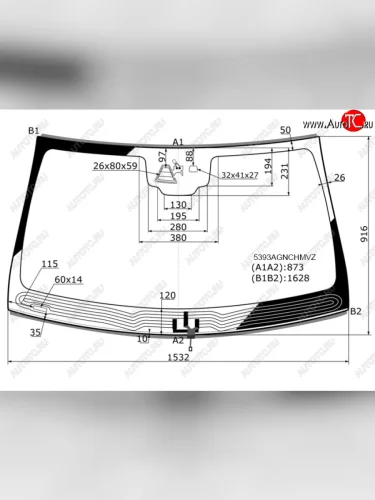 Стекло лобовое (Обогрев щеток Камера Датчик дождя Молдинг) Mercedes-Benz GLE Coupe 14-19 FUYAO 5393AGNCHMVZ
