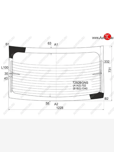 Стекло заднее (Цвет зеленый Обогрев 4D SED) Renault Logan 14-22  Dacia Logan 12-19  Renault Loga SISECAM 7292BGNS