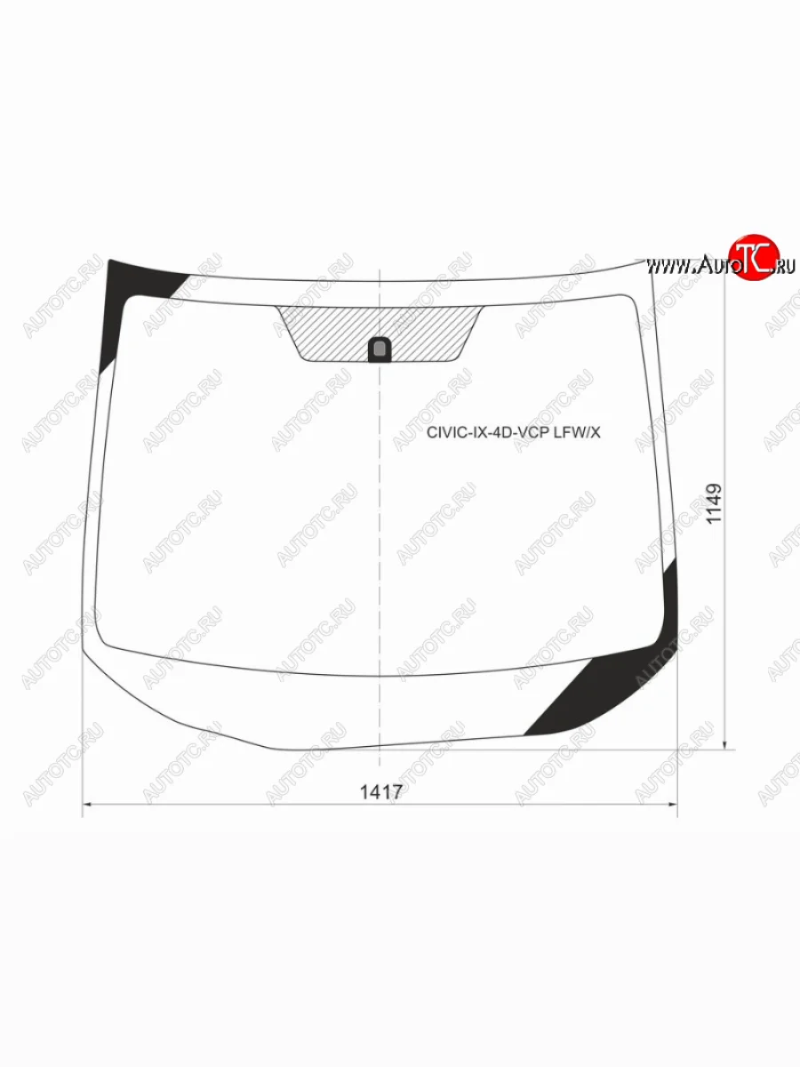 Стекло лобовое XYG Honda Civic FB седан (2011-2016) (зеленое)  в Самаре Самарской области