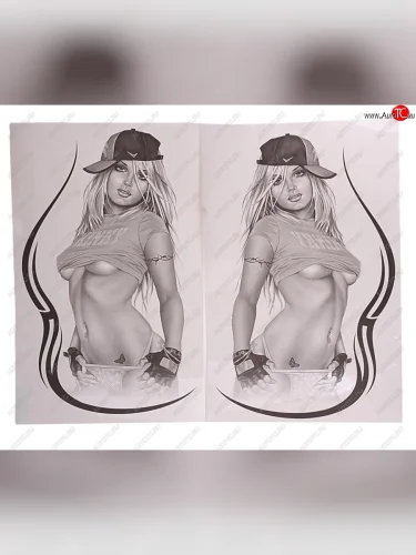 Наклейка на боковое стекло Девушка Тату №3 наружная 35х50см комплект AUTOSTICKERS AUTOSTICKERS 05002045412