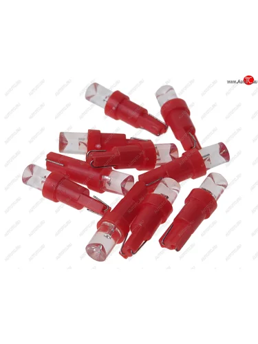 Лампа светодиодная 12V T5 W2x4.6d с патроном B8.5d 1 LED CONE Red MEGA ELECTRIC MEGA ELECTRIC 050212r